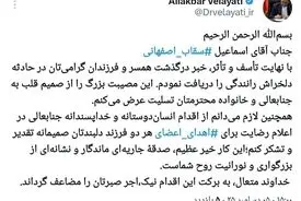 توییت دکتر ولایتی درباره تسلیت به آقای سقاب اصفهانی